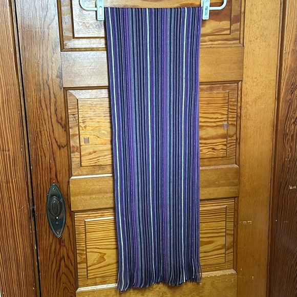 Purple and gray fringed scarf 68” long by 22” wide - Picture 1 of 6